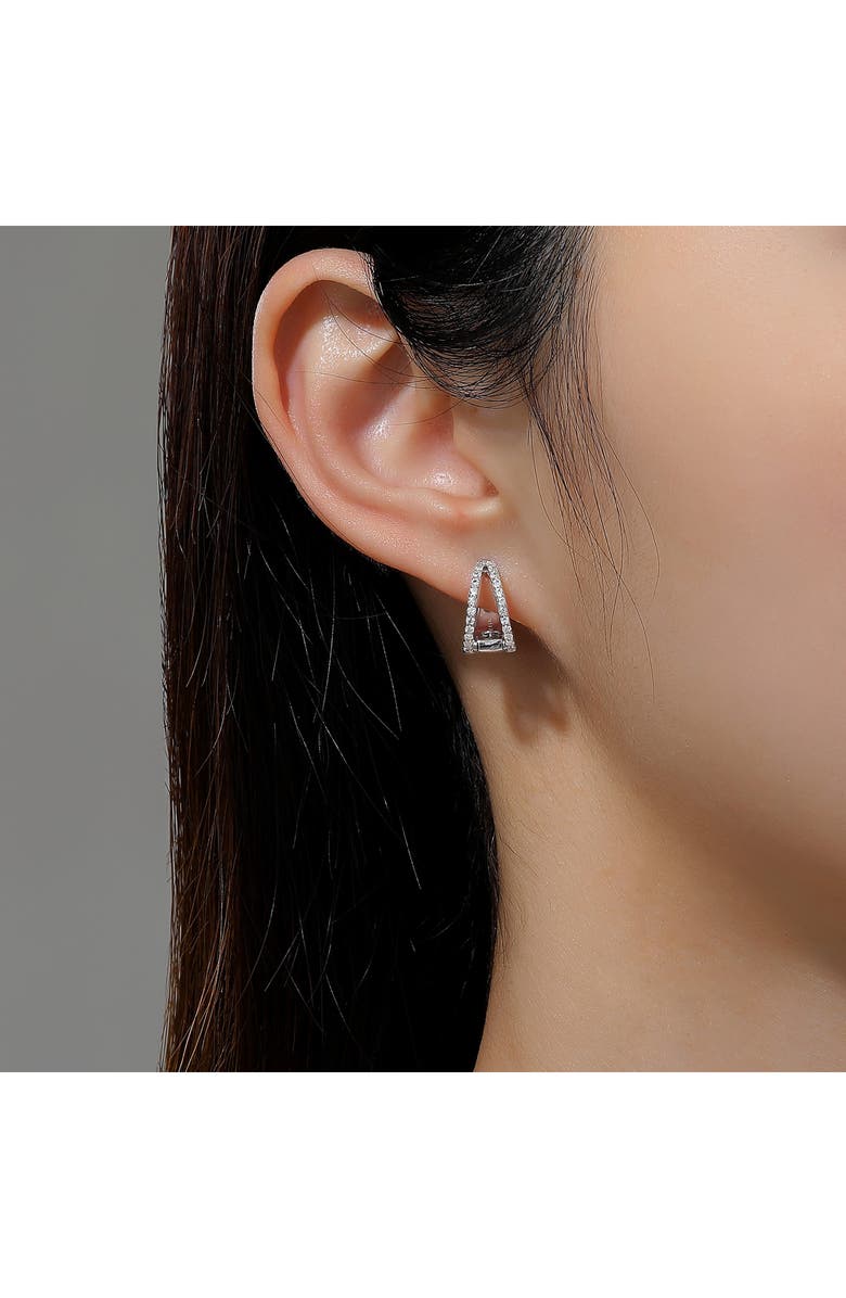 Lafonn Simulated Diamond Split Huggie Earrings, Alternate, color,