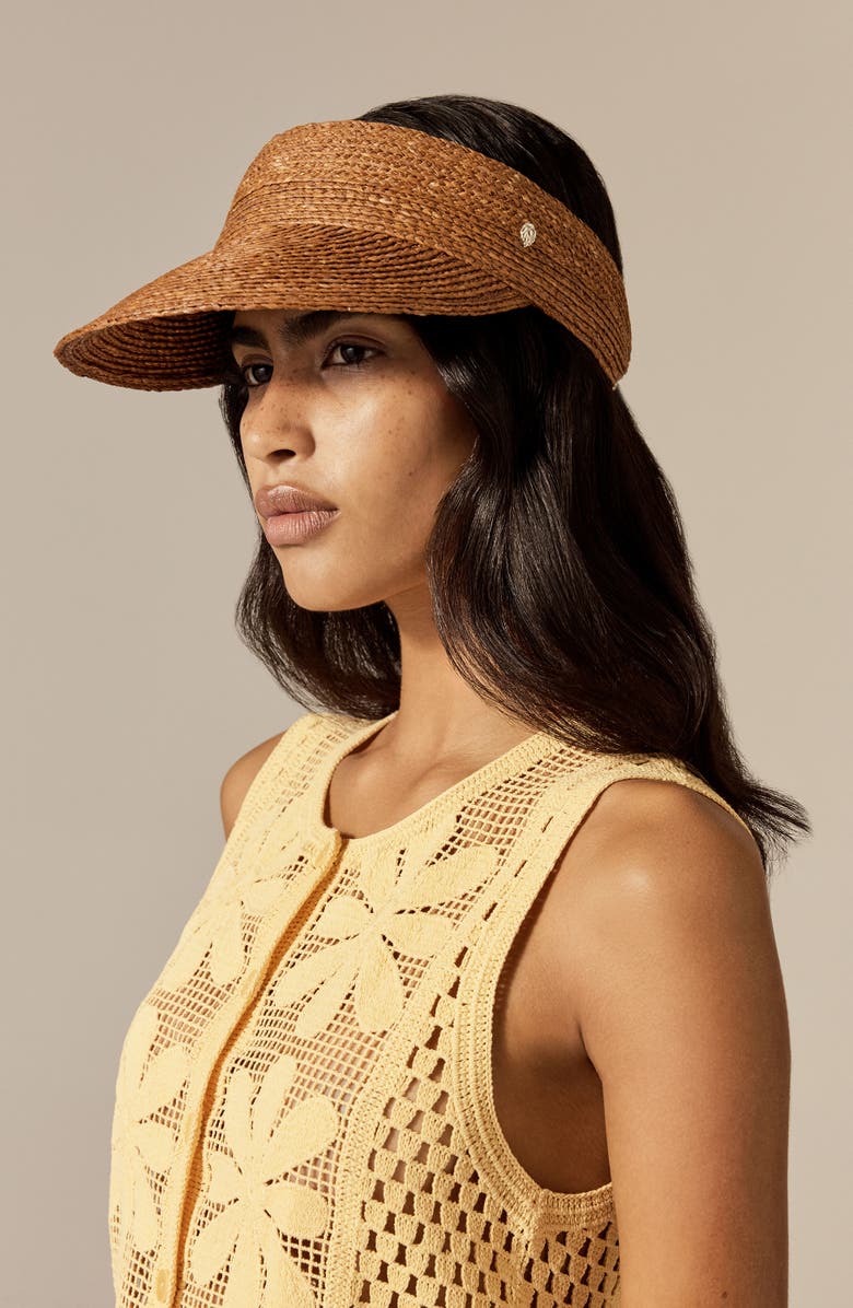 Helen Kaminski Kenna Raffia Visor, Alternate, color, Nutshell
