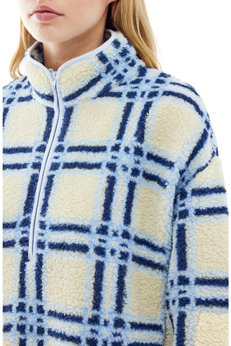 Check Print Fleece Quarter Zip, Alternate, color, ECRU BLUE
