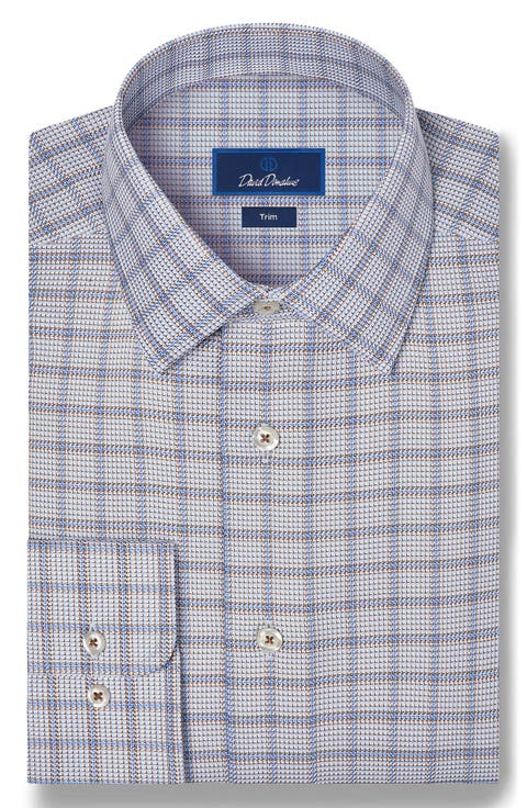 Trim Fit Textured Windowpane Shirt
