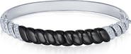 Fred Leighton Signed Fred Leighton Carved Black Jade & Pavé Diamond Bangle Bracelet