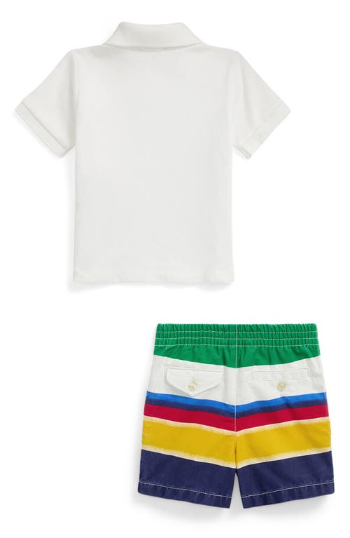 Polo Ralph Lauren Ralph Lauren Cotton Polo & Stripe Shorts Set In White/marsh Stripe