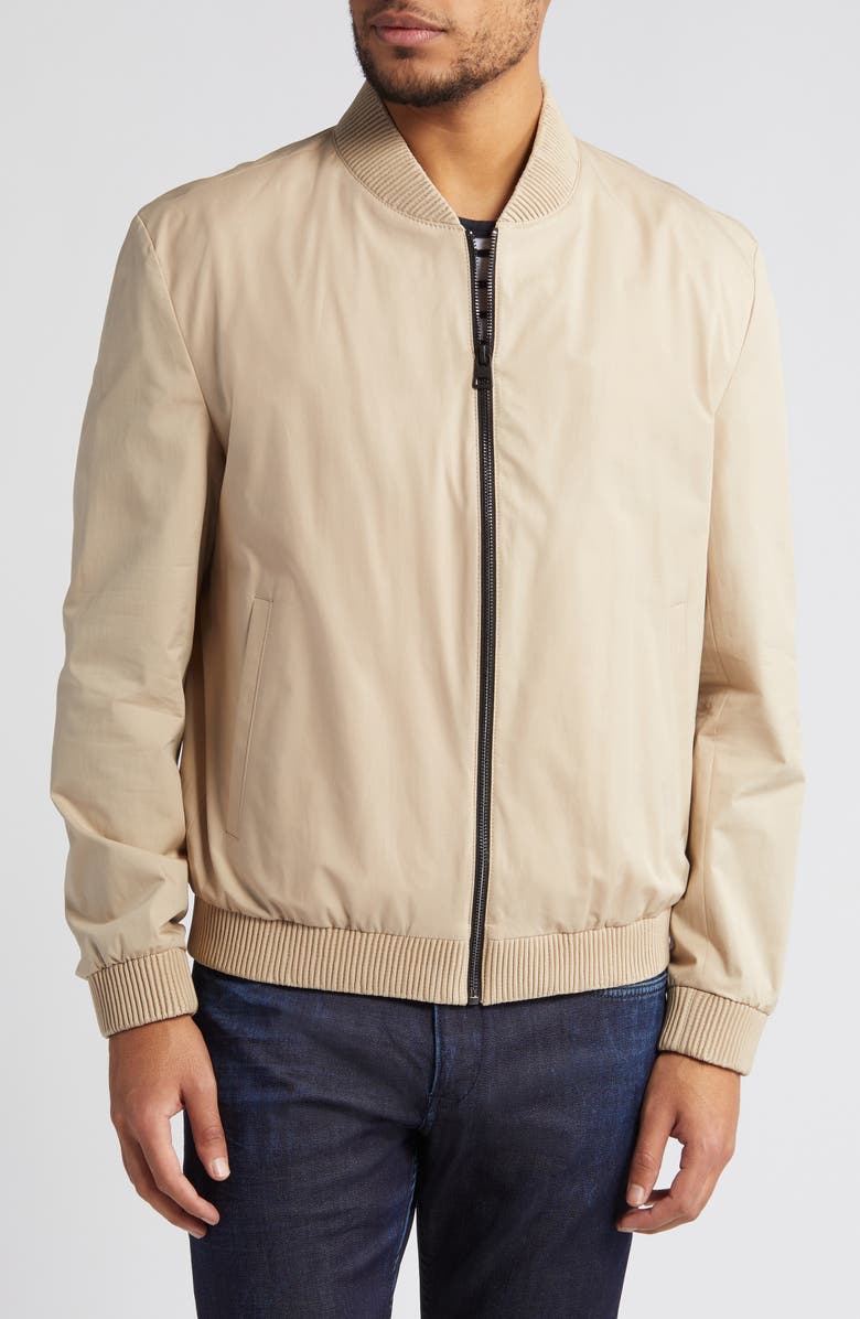 HUGO Ukashi Zip Front Stretch Cotton Jacket, Alternate, color, Medium Beige