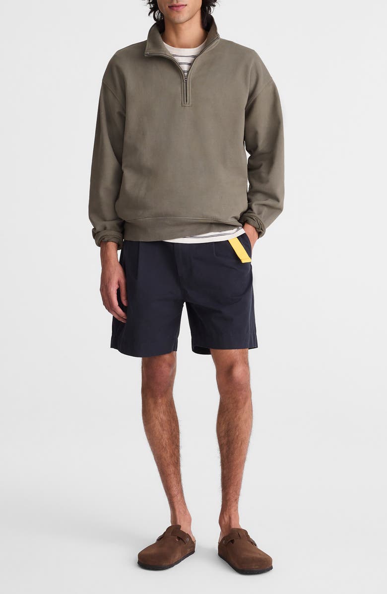Madewell Quarter Zip Loopback Terry Sweatshirt, Alternate, color, Olive Slate