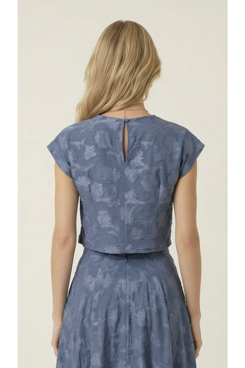 Textured Crop Top and Midi Skirt Set, Alternate, color, Dusty Blue
