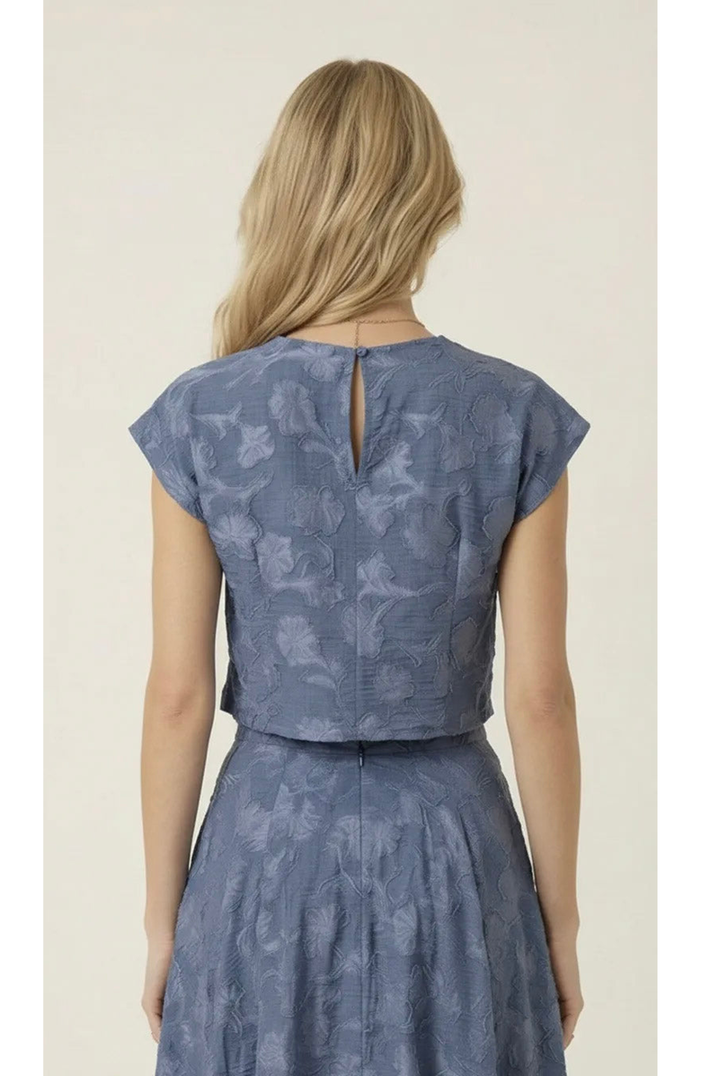 Modenaire Textured Crop Top and Midi Skirt Set, Alternate, color, Dusty Blue