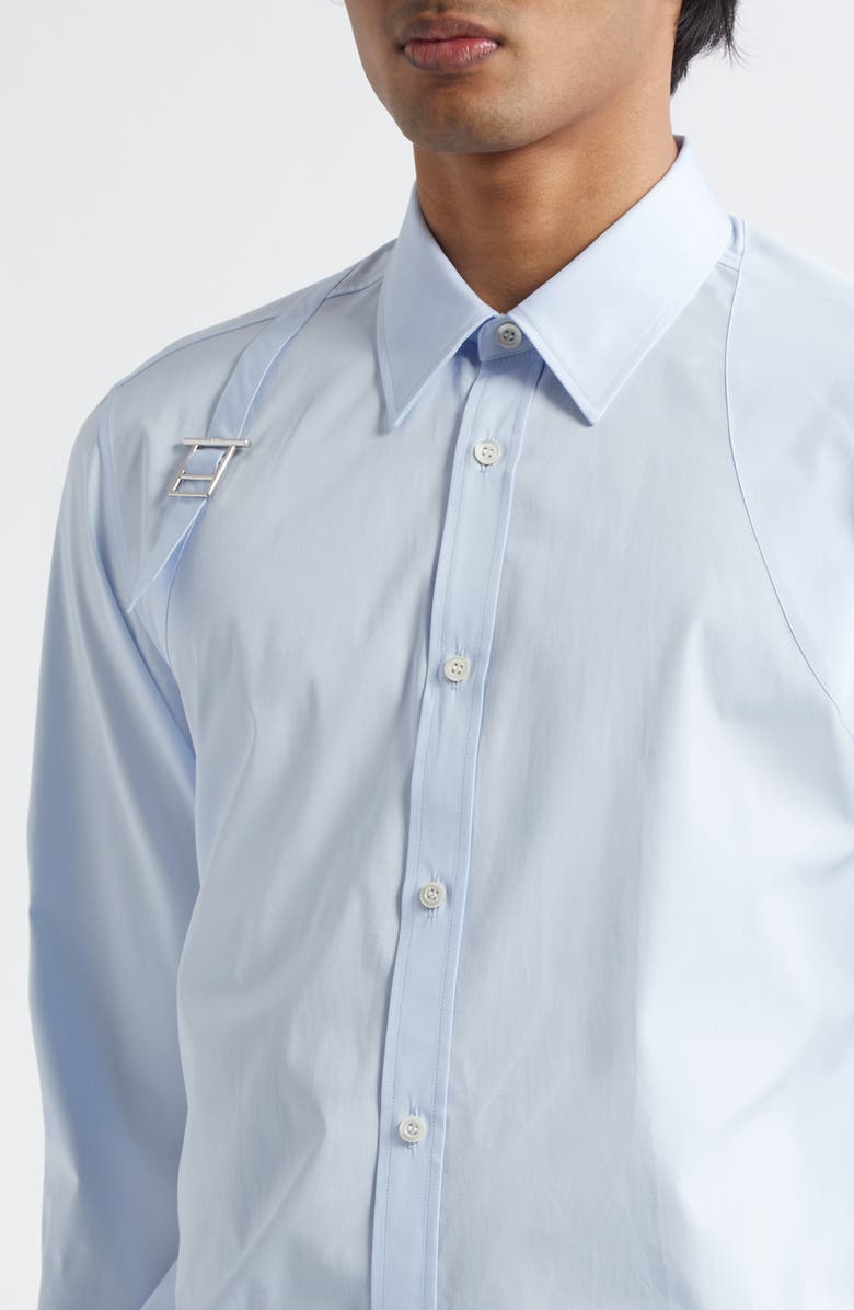 McQueen T-Bar Harness Poplin Button-Up Shirt, Alternate, color, Shirting Blue