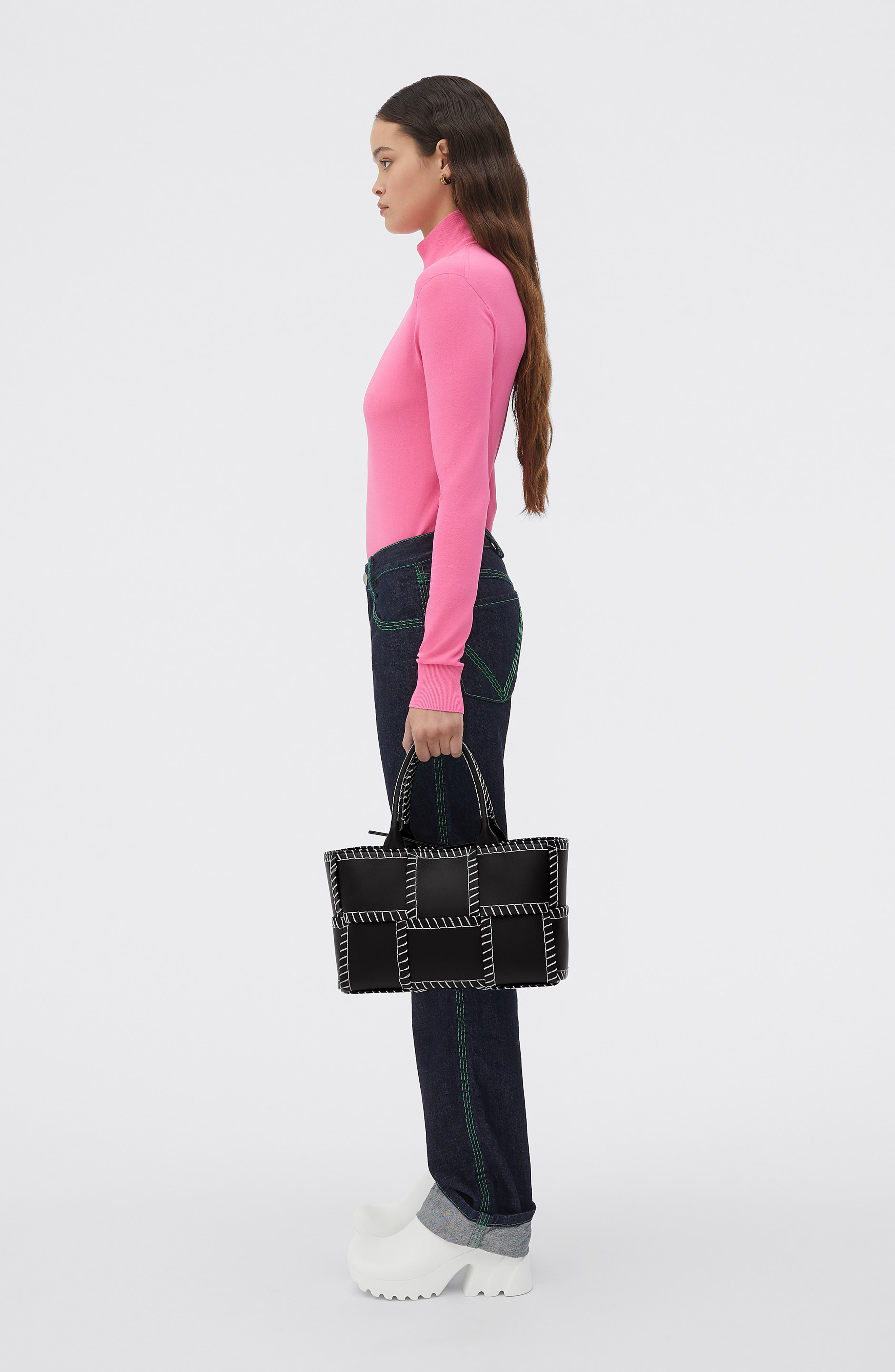 Bottega Veneta Small Intrecciato Topstitch Leather Tote, Alternate, color, 