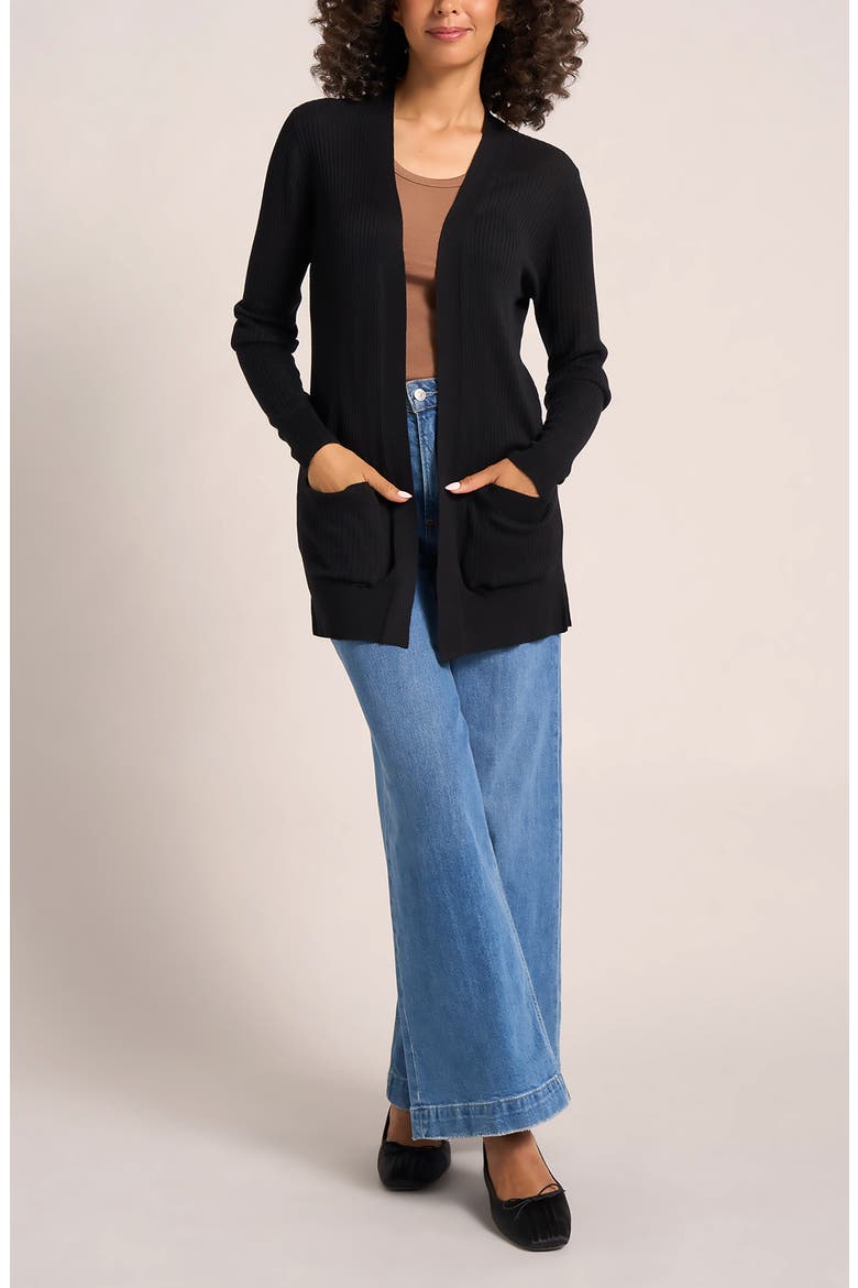 Colfax Longline Open Front Cardigan, Alternate, color, BLACK
