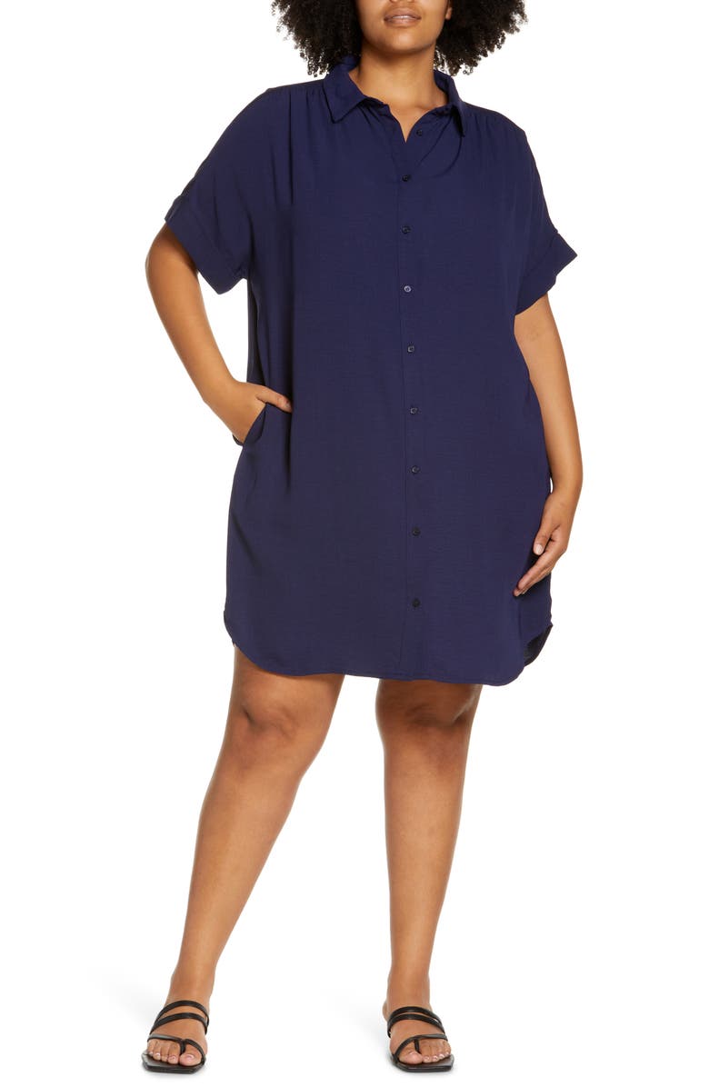 Caslon<sup>®</sup> Short Sleeve Shirtdress, Main, color, 