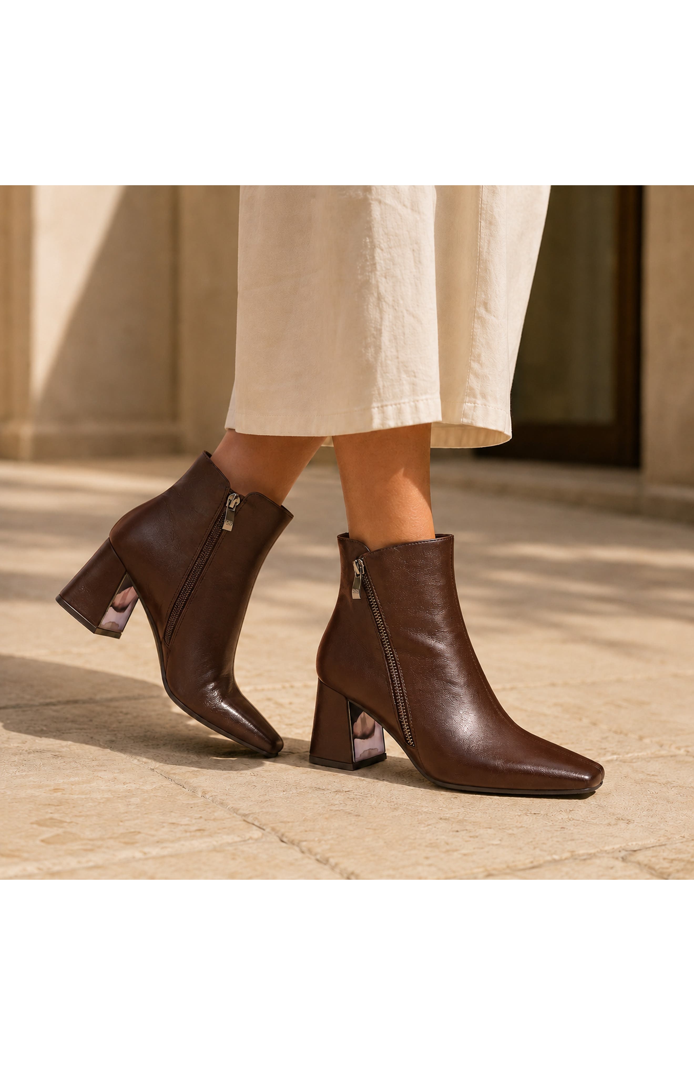 Lyona Faux Leather Bootie, Alternate, color, BROWN