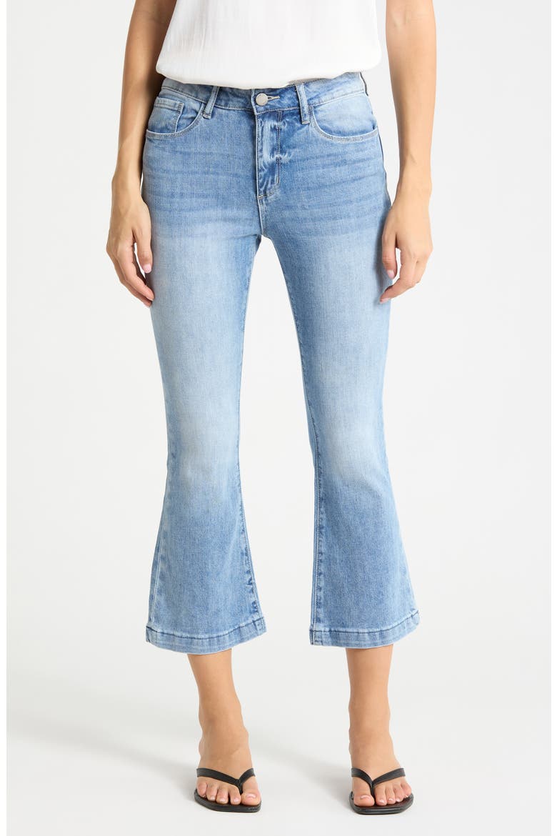 High Waist Crop Slim Flare Leg Jeans, Main, color, MEDIUM WASH