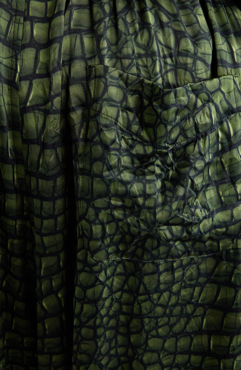 Balenciaga Crocodile Print Silk Pajama Pants, Alternate, color, 