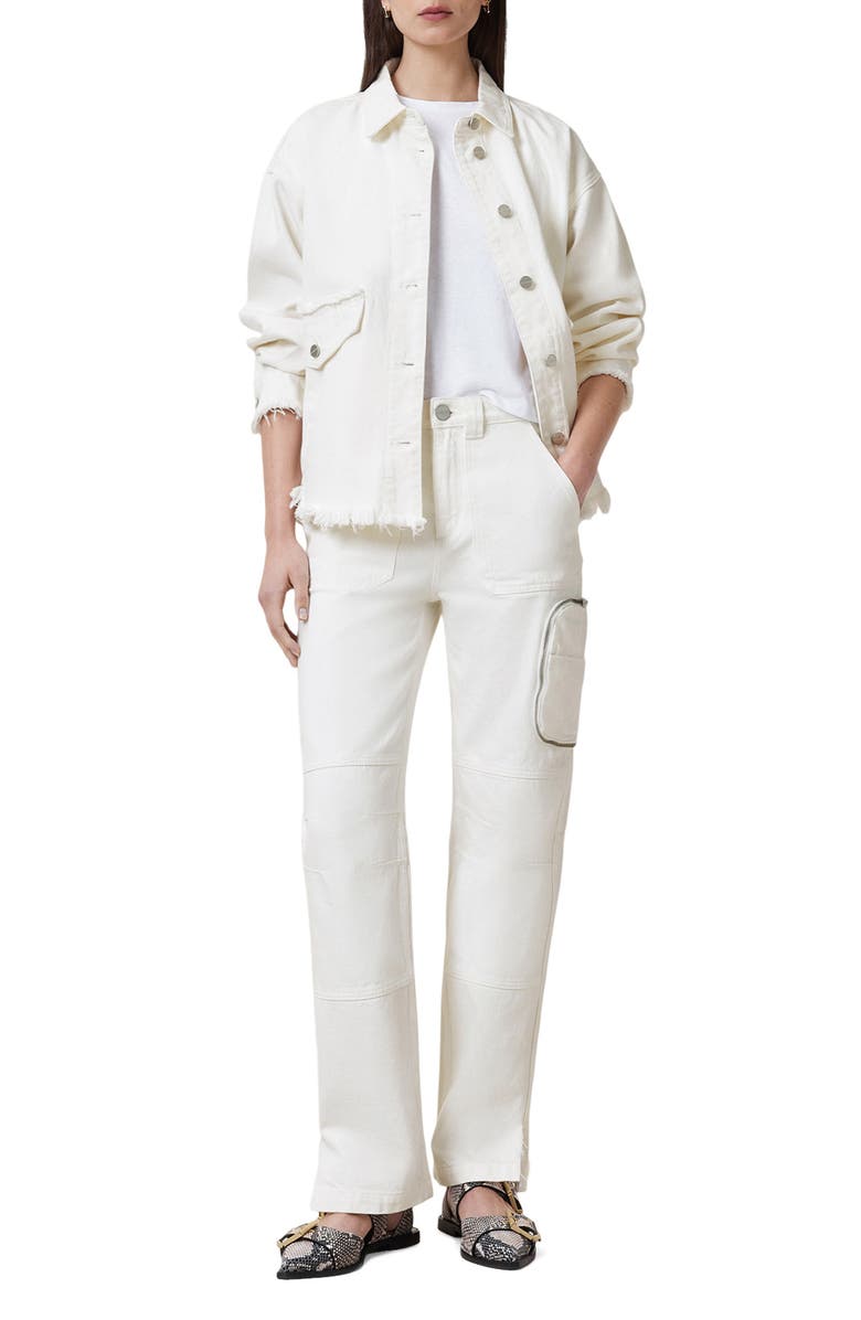 AllSaints Florence Straight Leg Cargo Jeans, Alternate, color, Off White