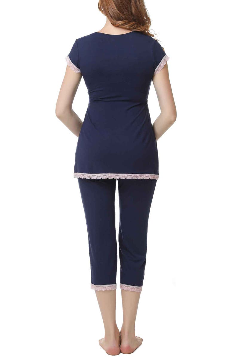 Kimi & Kai Cindy Maternity/Nursing  Pajamas Set, Alternate, color, Navy