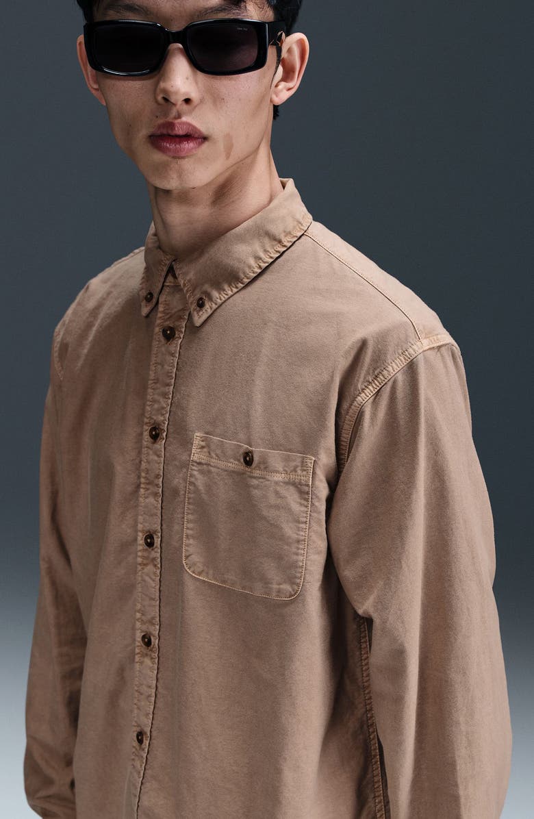 Nike Oxford Long Sleeve Button Up Shirt, Alternate, color, Hemp