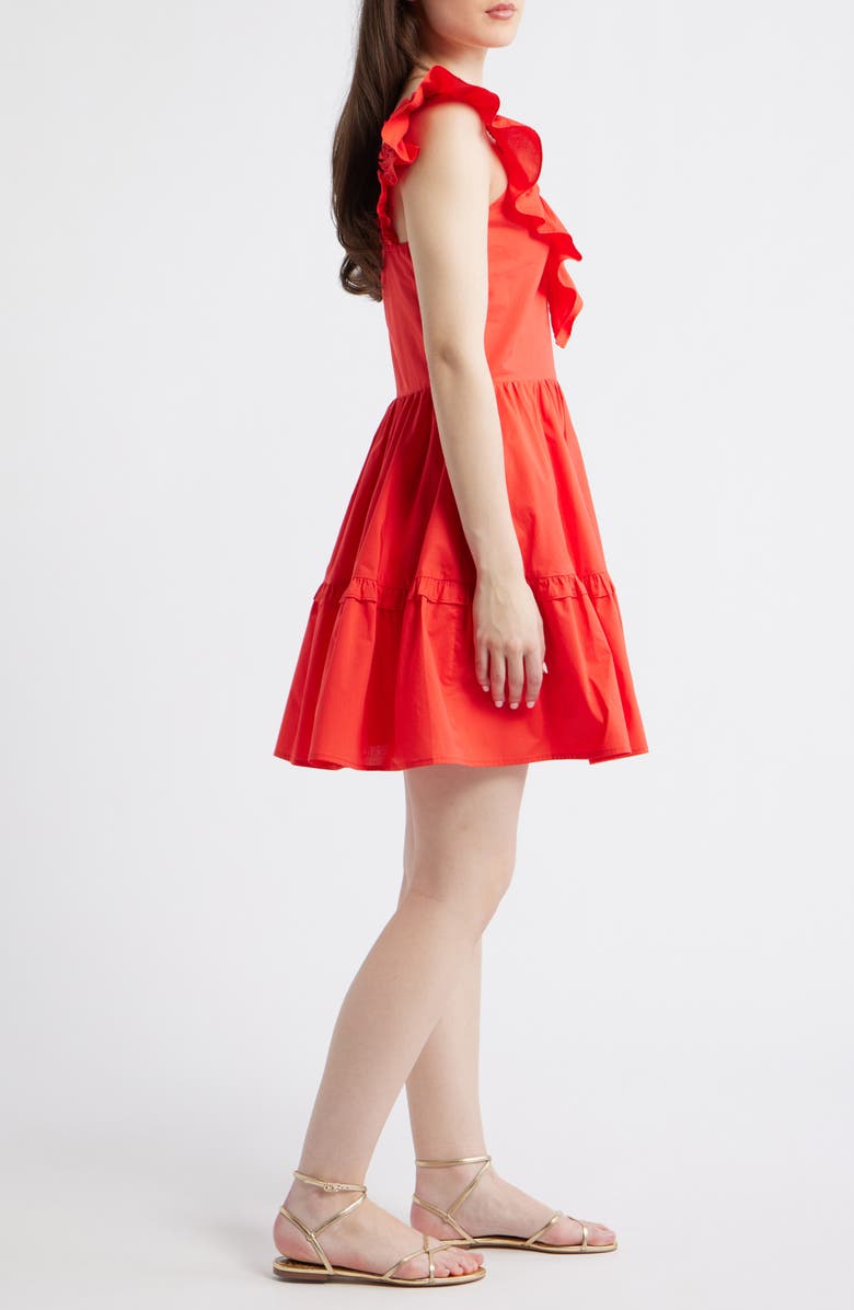 LAYERED WITH LOVE 'Lil Alessandra Ruffle Tiered Cotton Fit & Flare Minidress, Alternate, color, Hot Coral