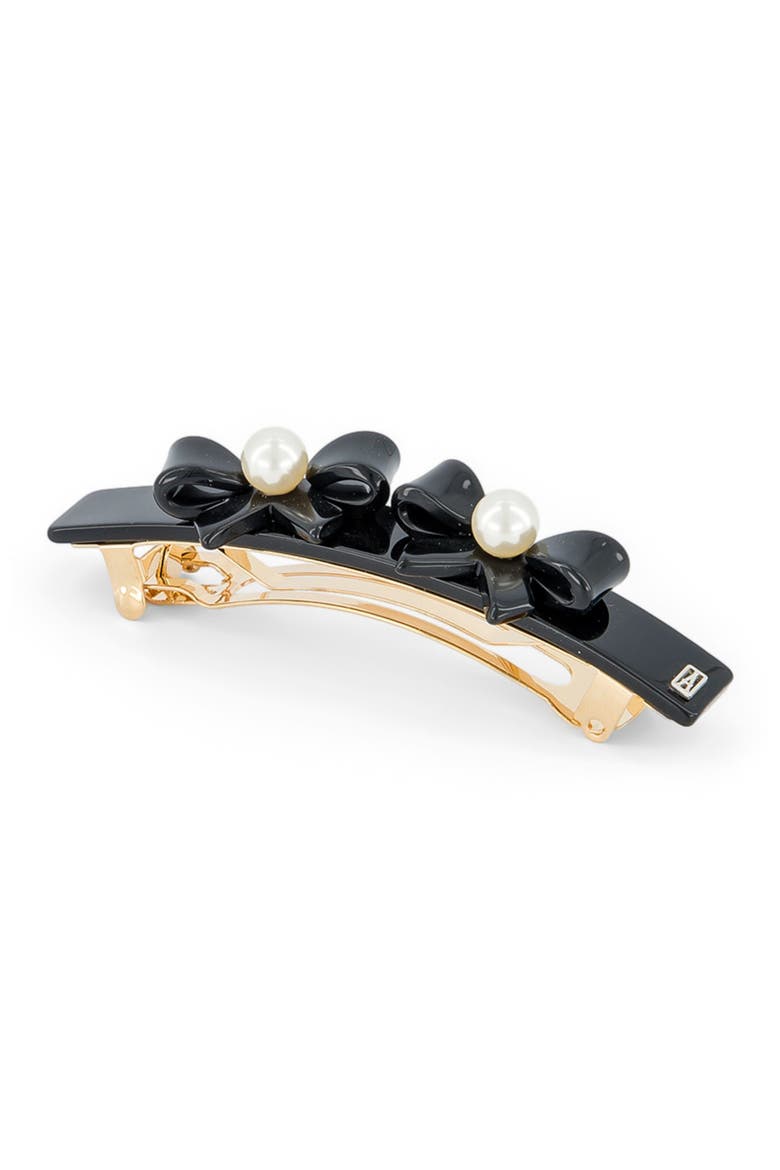 Poesie Acetate And Pearls Barrette, Alternate, color, Black