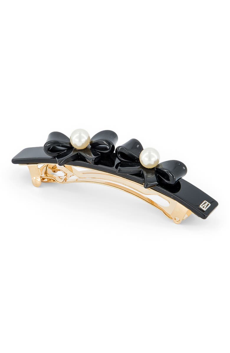 Alexandre de Paris Poesie Acetate And Pearls Barrette, Alternate, color, Black