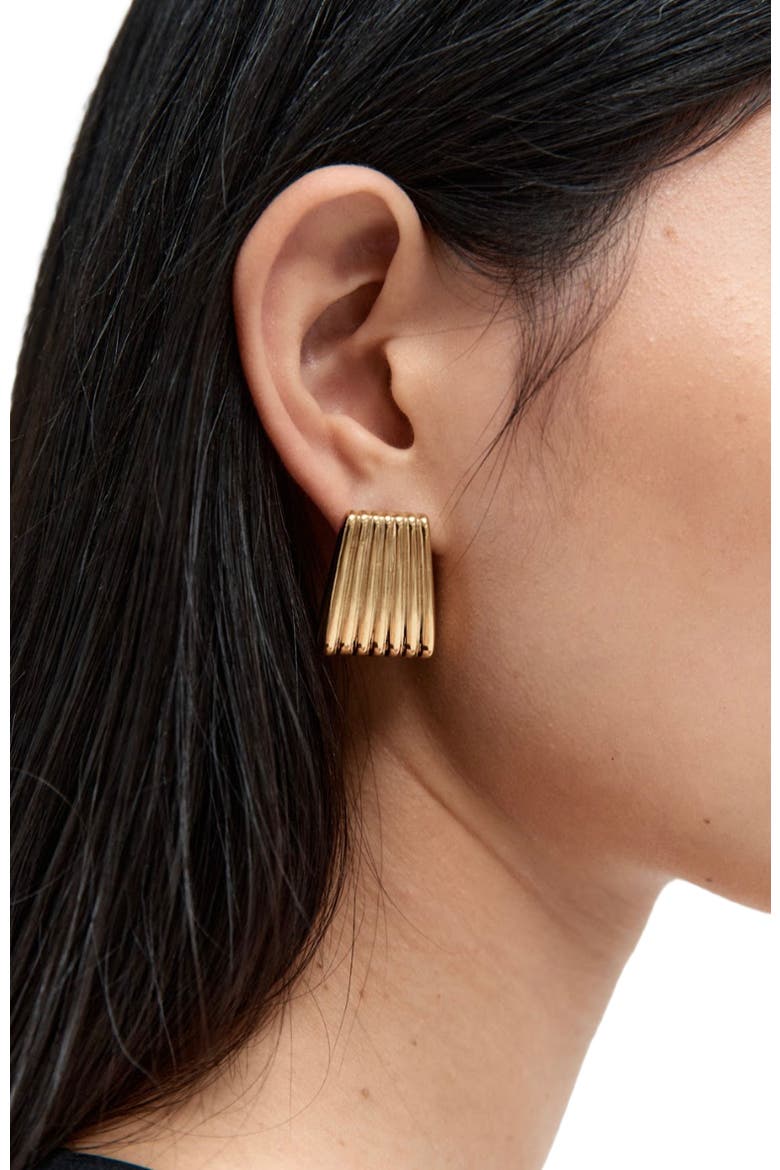 Ribbed Earrings, Alternate, color, Gold
