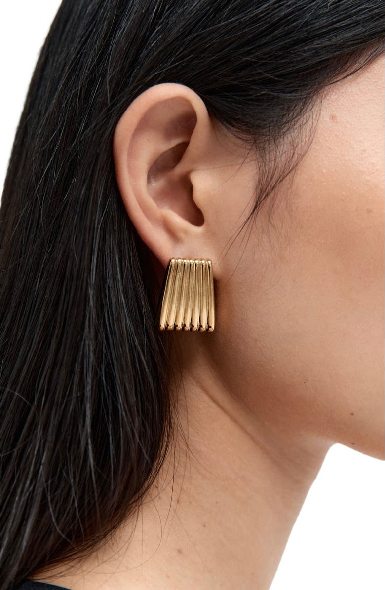 HEAVEN MAYHEM Ribbed Earrings, Alternate, color, Gold