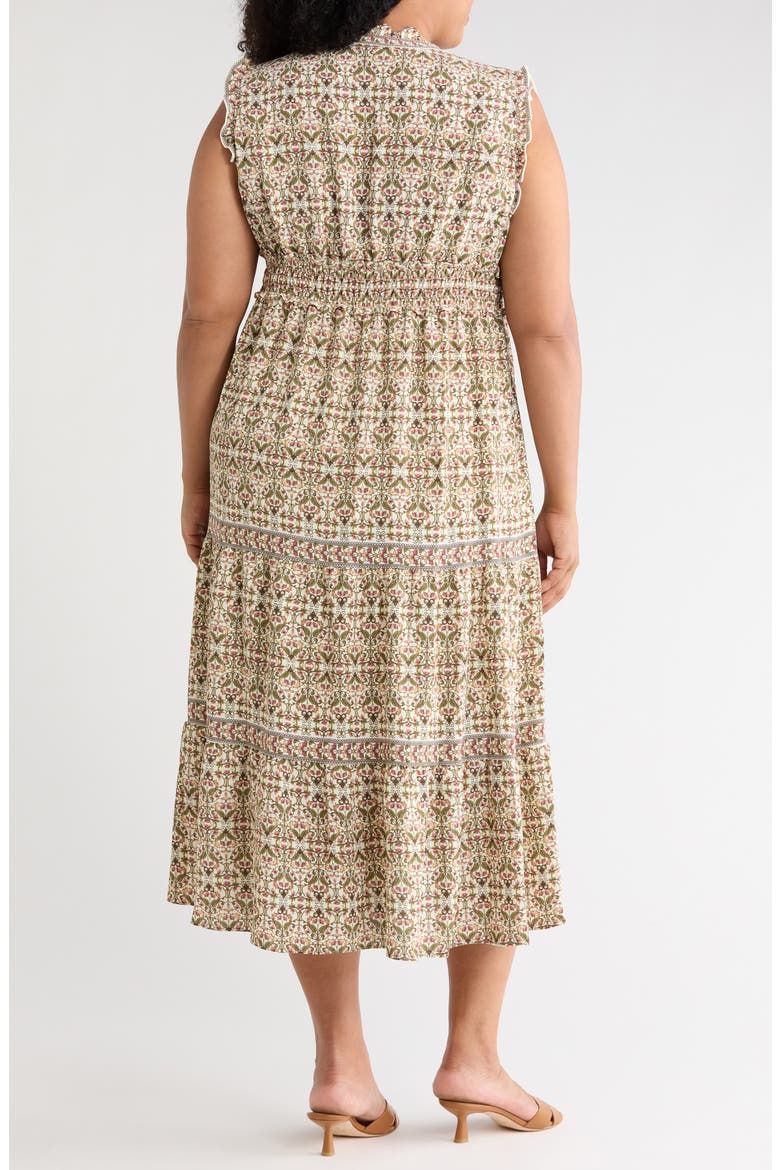 Sleeveless Tiered Maxi Dress, Alternate, color, ECRU/BERRY NOUVEAU VINE CREST