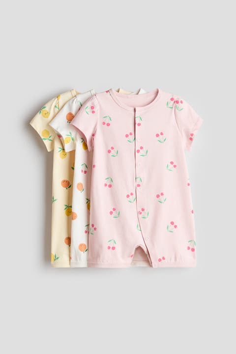 3-pack Short Cotton Sleepsuits