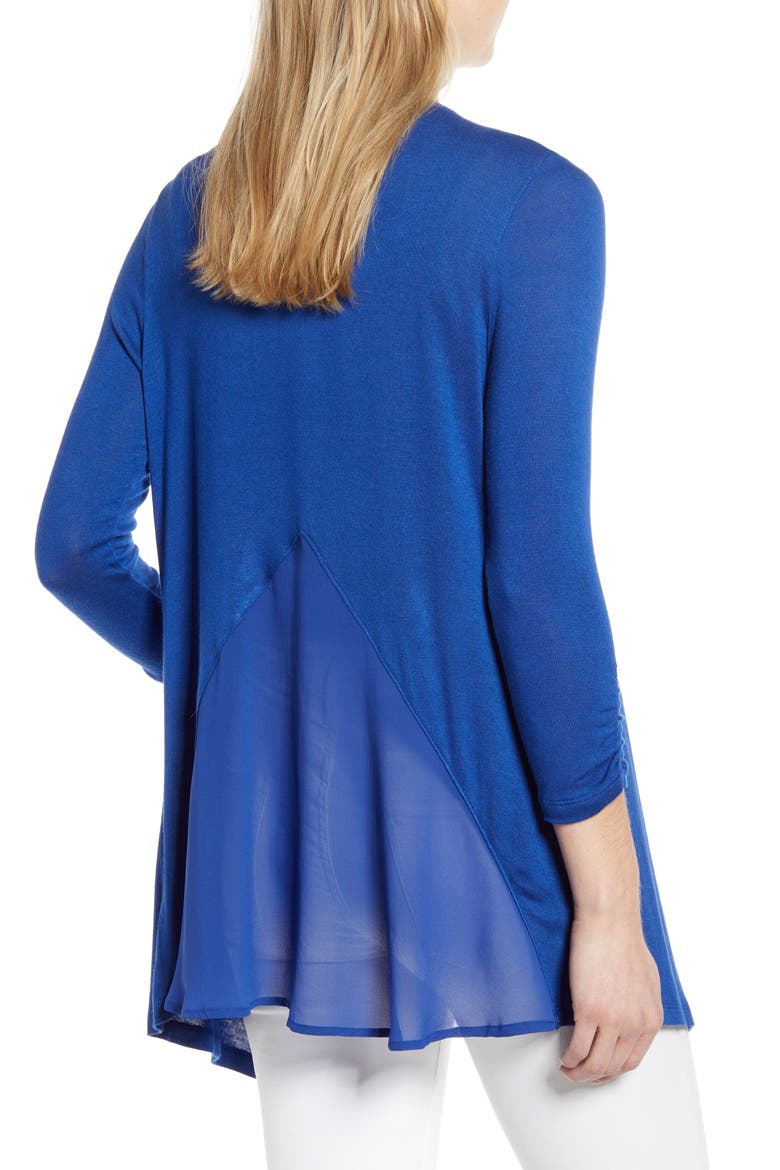 Mixed Media Cardigan, Alternate, color, INDIGO