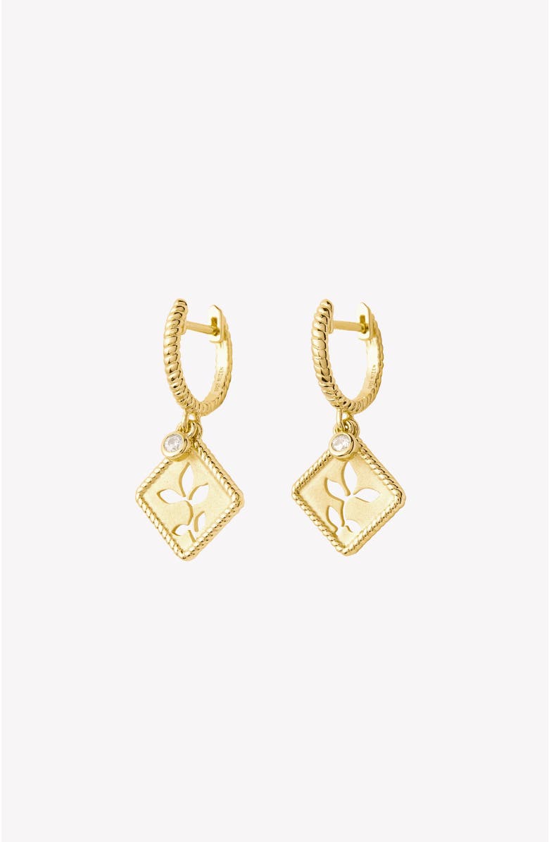 Rizen Jewelry Olive Leaf Hoop Earrings, Main, color, 18K Gold Plated
