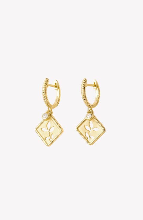 Olive Leaf Hoop Earrings
