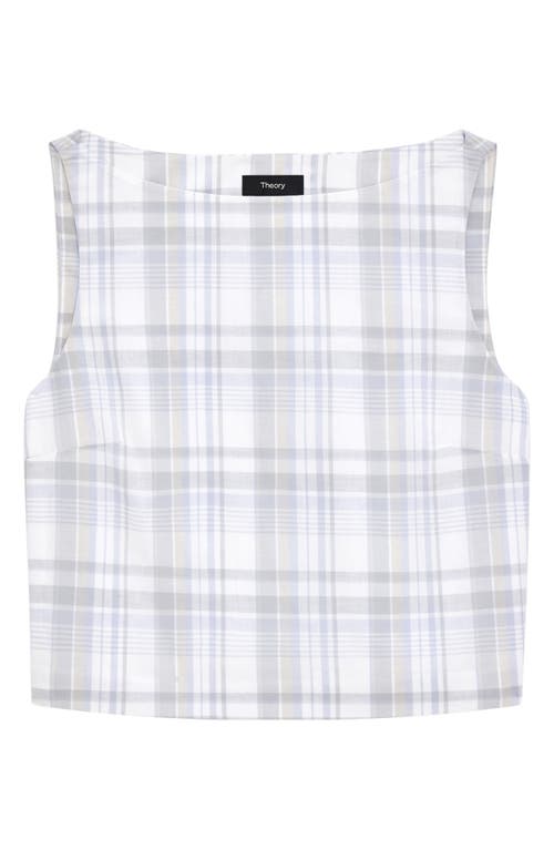 Theory Plaid Bateau-neck Top In Multi