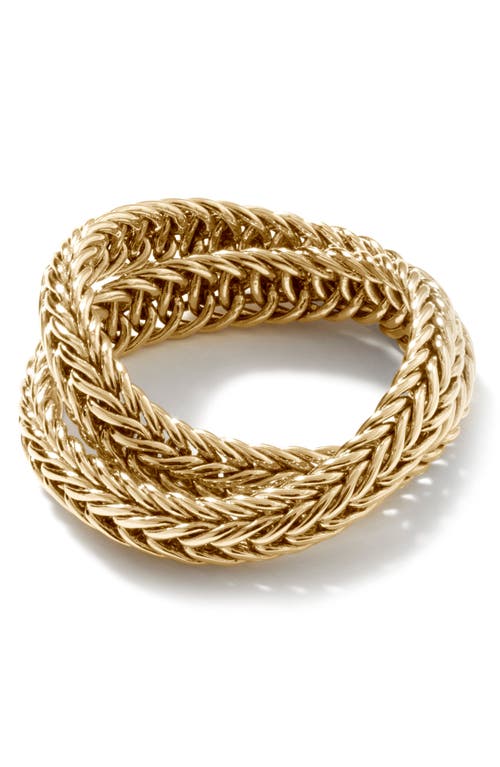 John Hardy Kami Chain Crossover Ring Gold 4.5mm In Gold