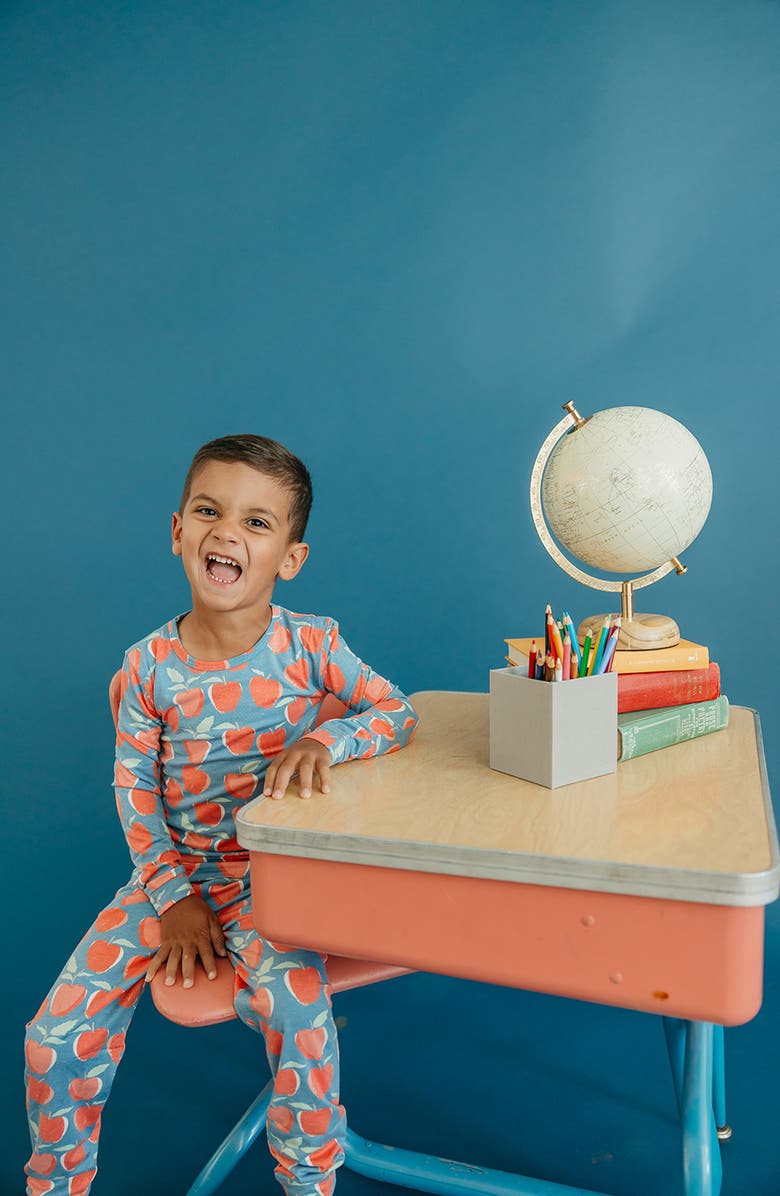 Copper Pearl Apple Print Fitted 2-Piece Pajamas, Alternate, color, Teacher