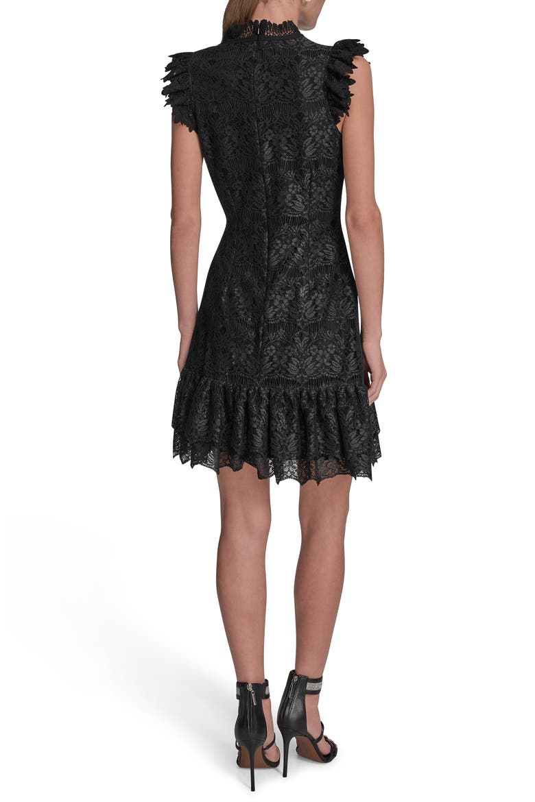 Flutter Sleeve Lace Sheath Dress, Alternate, color, BLACK
