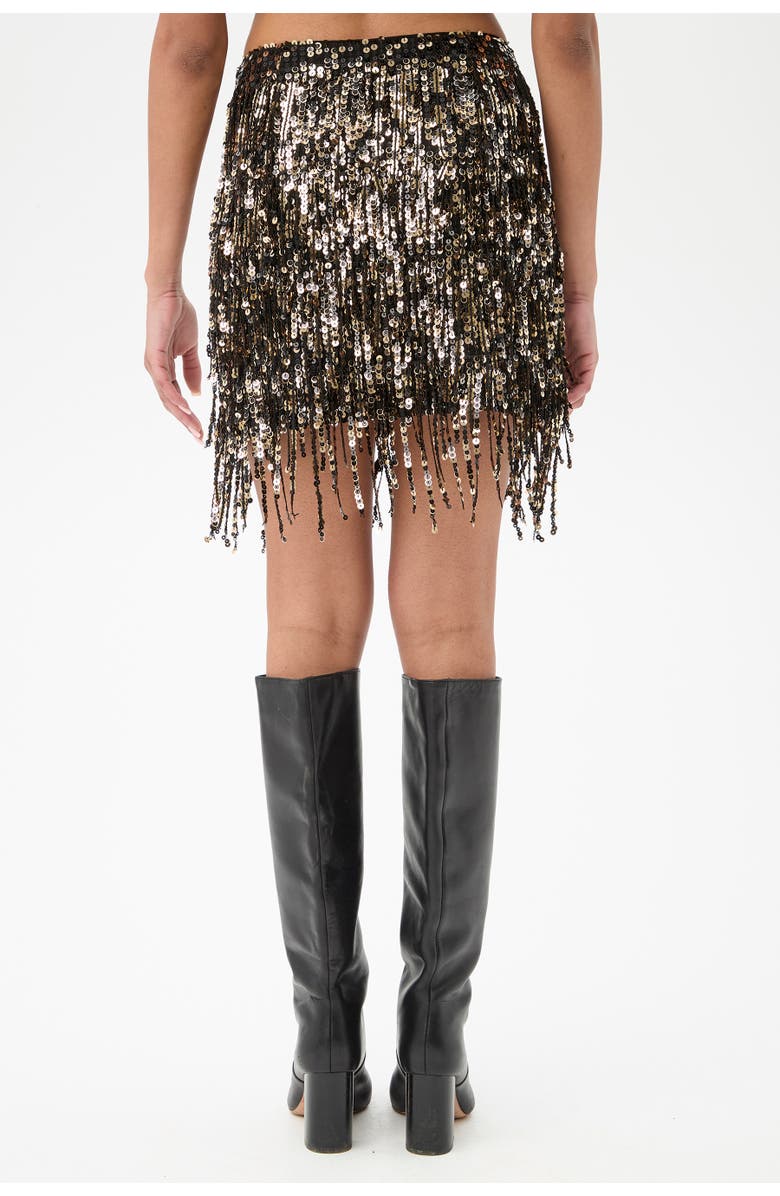 Trina Turk Rico Fringed Sequin Skirt, Alternate, color, Black/Gold