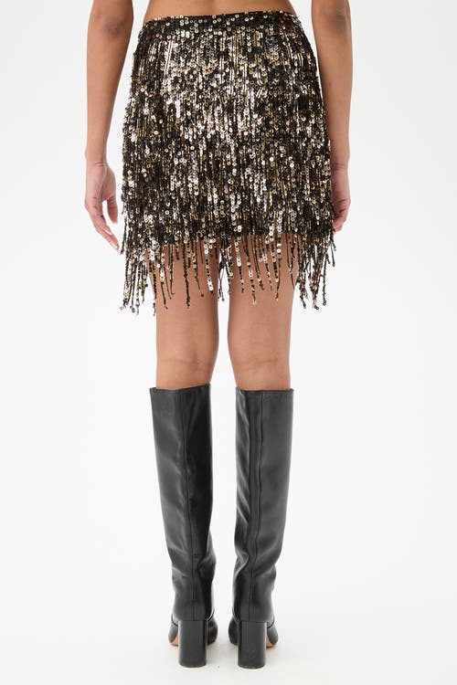 Trina Turk Rico Fringed Sequin Skirt In Green