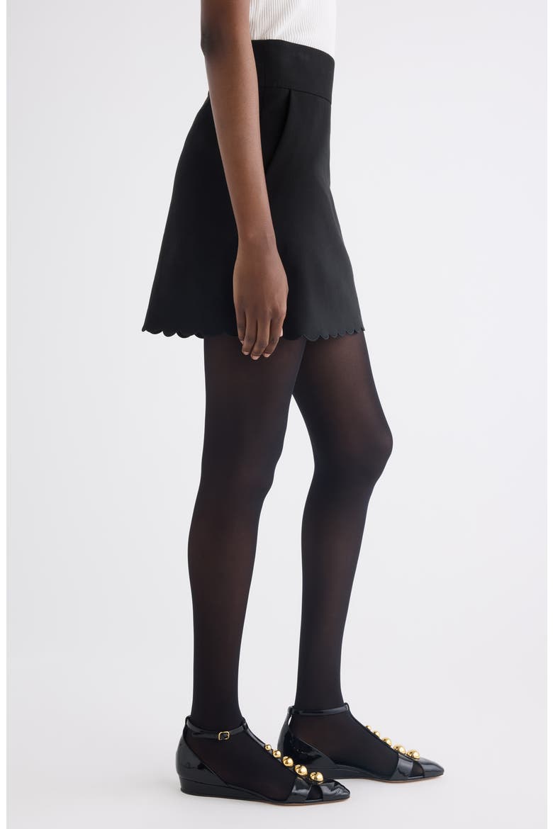Scalloped Miniskirt, Alternate, color, BLACK