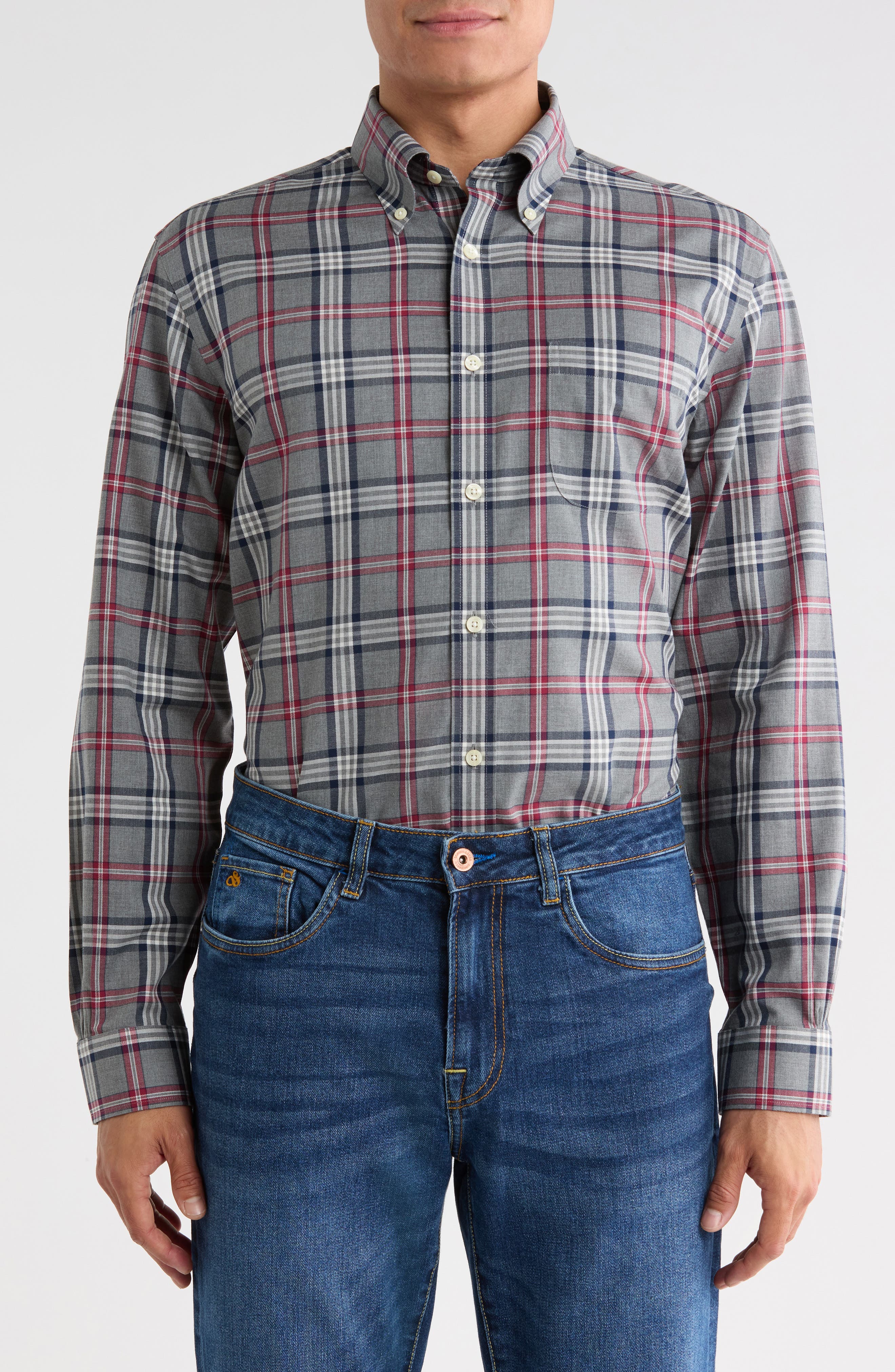 Regular Fit Plaid Cotton Sport Shirt