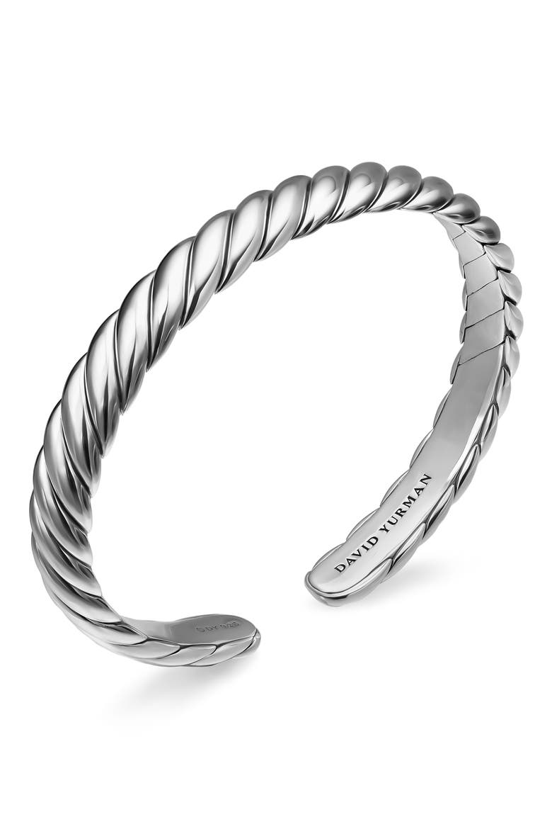 Sculpted Cable Flex Bracelet, 7.5mm, Alternate, color, SILVER