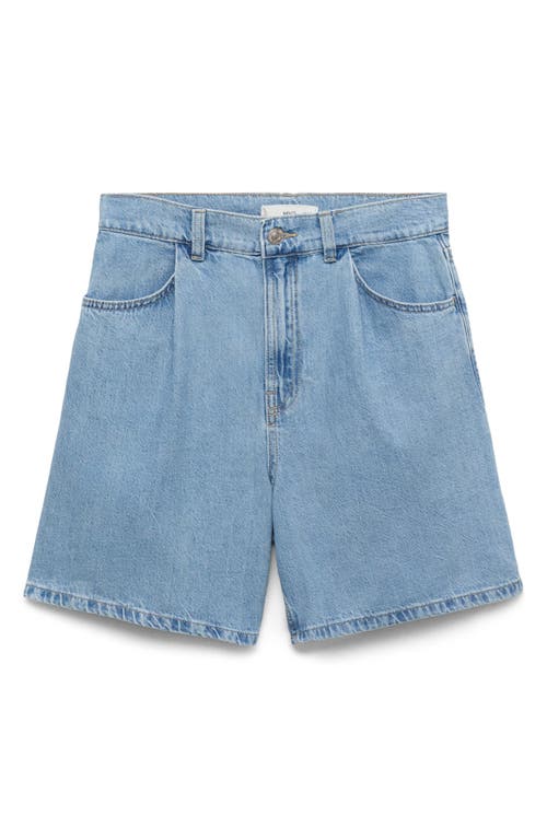 Mango High Waist Denim Shorts In Blue