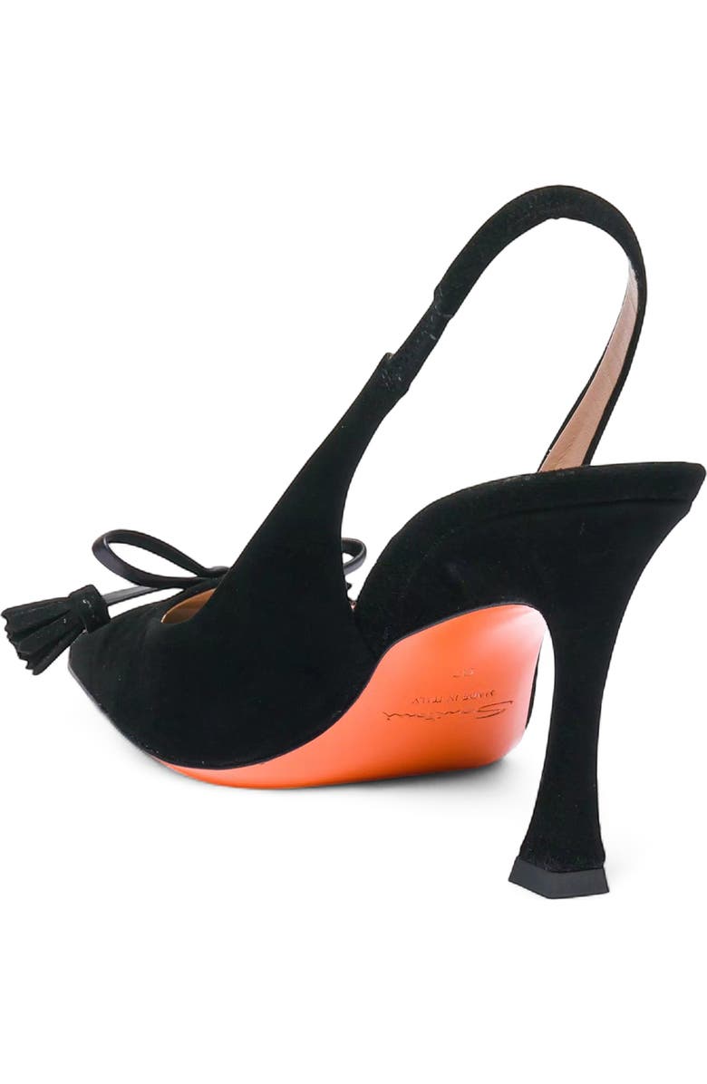 Santoni Suede High-Heel Slingback, Alternate, color, Black