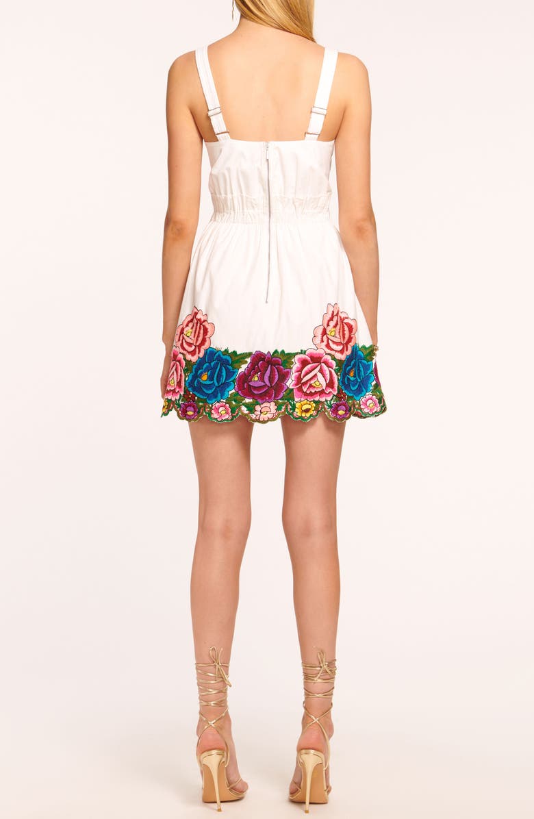 Ramy Brook Floral Embroidery Border Cotton Minidress, Alternate, color, White Garden