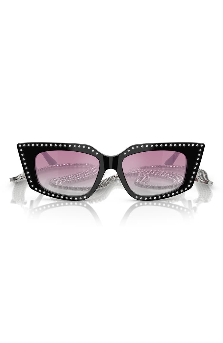 Jimmy Choo 52mm Gradient Cat Eye Sunglasses with Embellished Chain, Main, color, Black / Clear Gradient