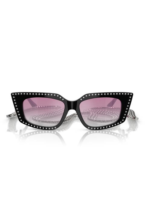52mm Gradient Cat Eye Sunglasses with Embellished Chain