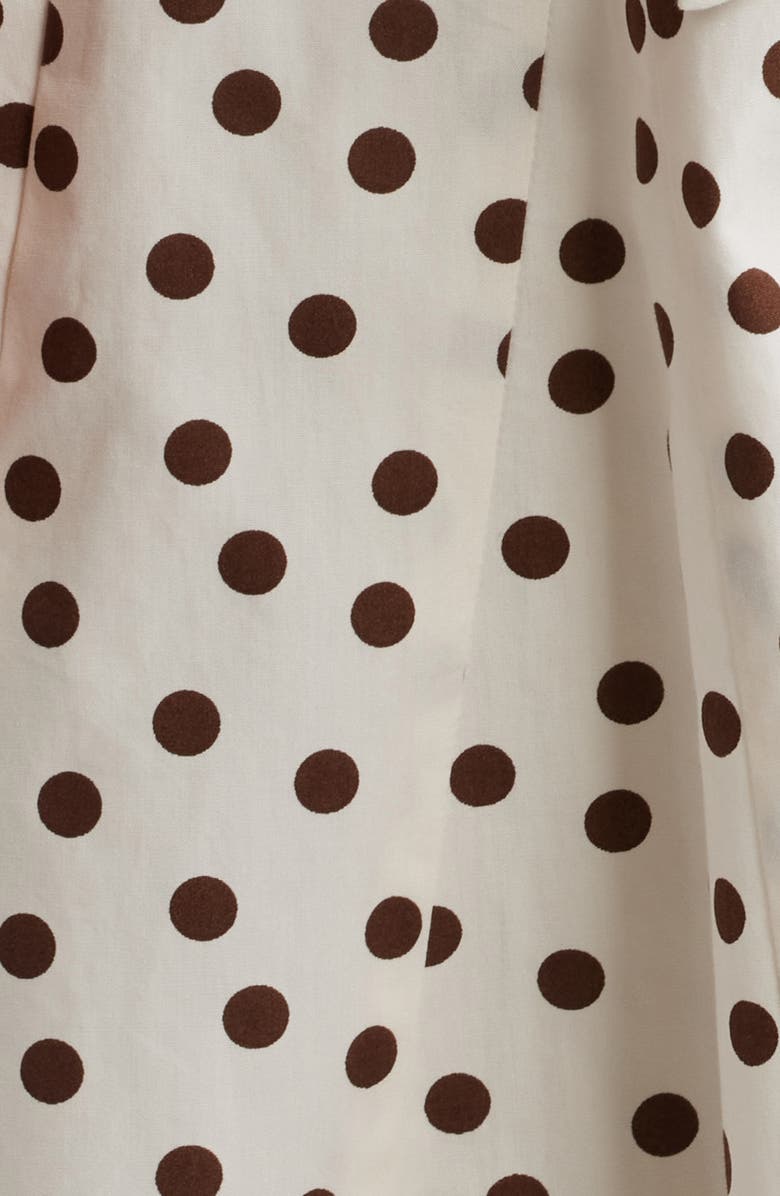 Anne Klein Polka Dot Midi Shirtdress, Alternate, color, White / Dark Chocolate