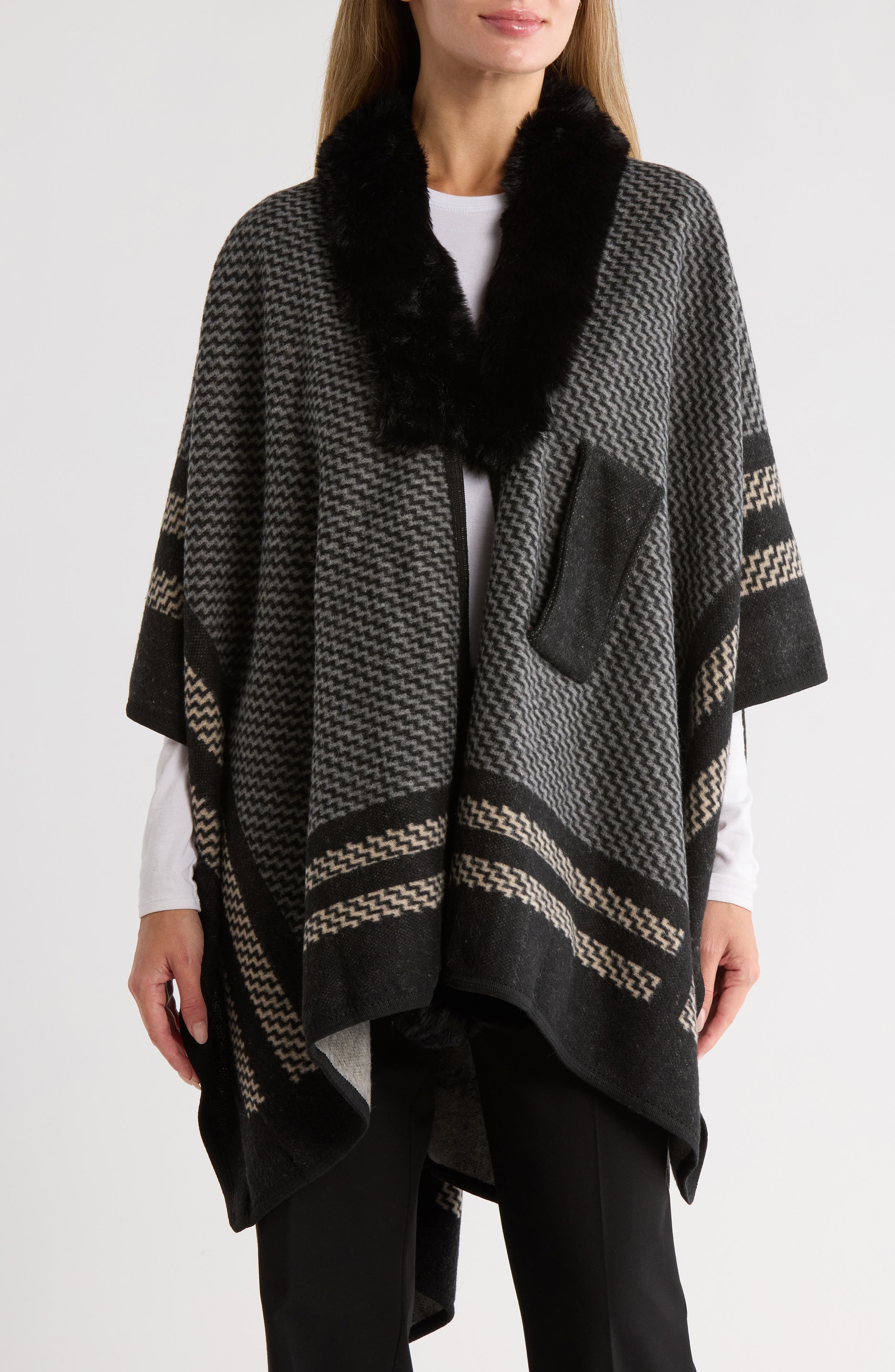 Nanette Lepore Multicolor Zigzag Ruana