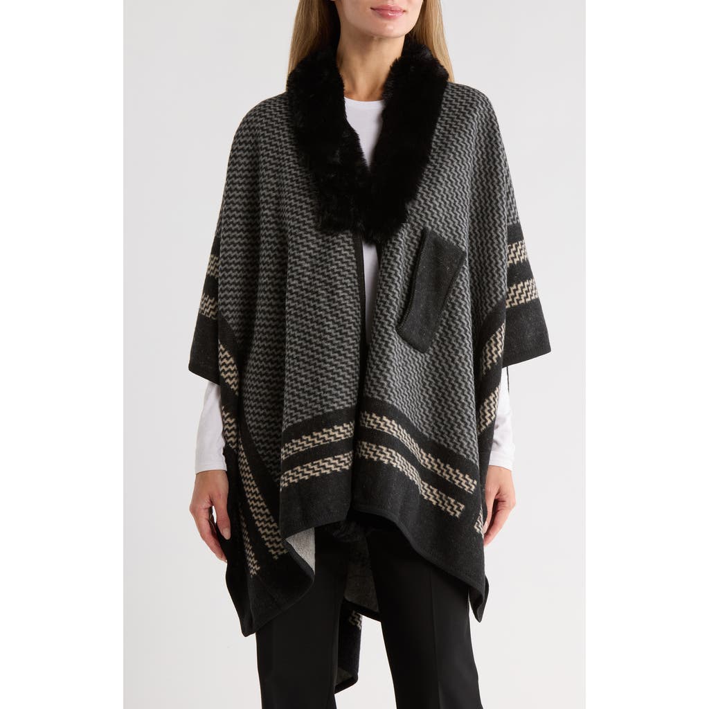 Nanette Lepore Multicolor Zigzag Ruana In Gray