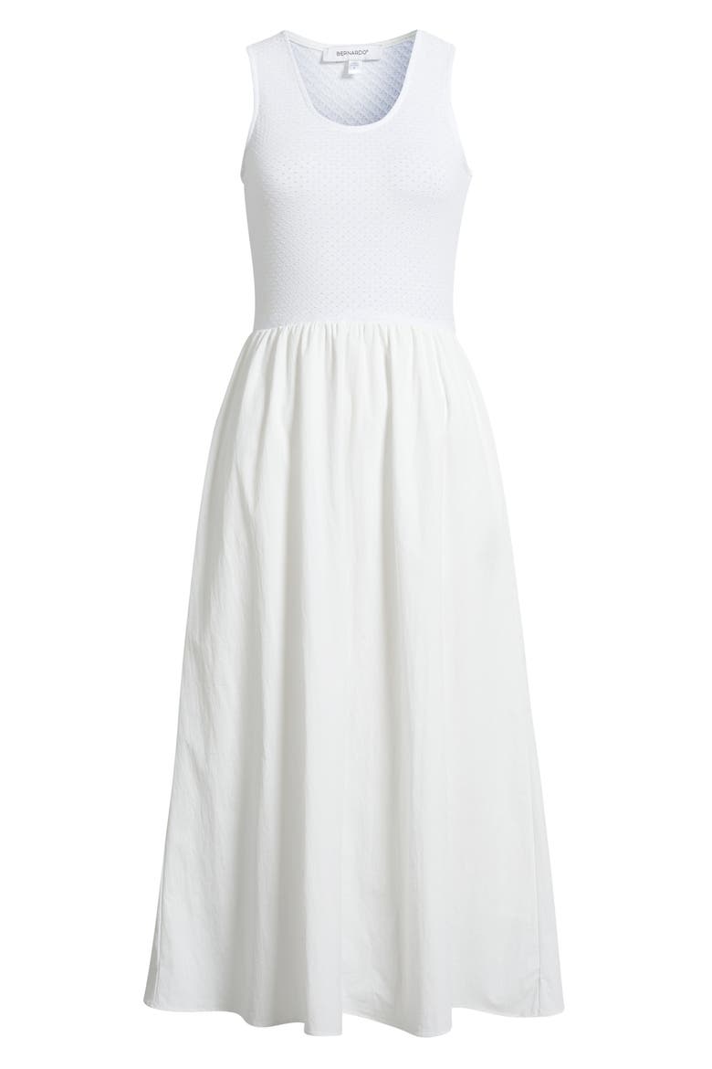 Mixed Media Midi Dress, Alternate, color, BRIGHT WHITE