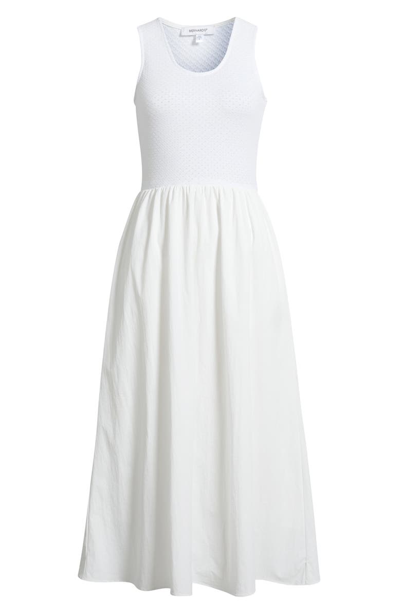 Bernardo Mixed Media Midi Dress, Main, color, Bright White