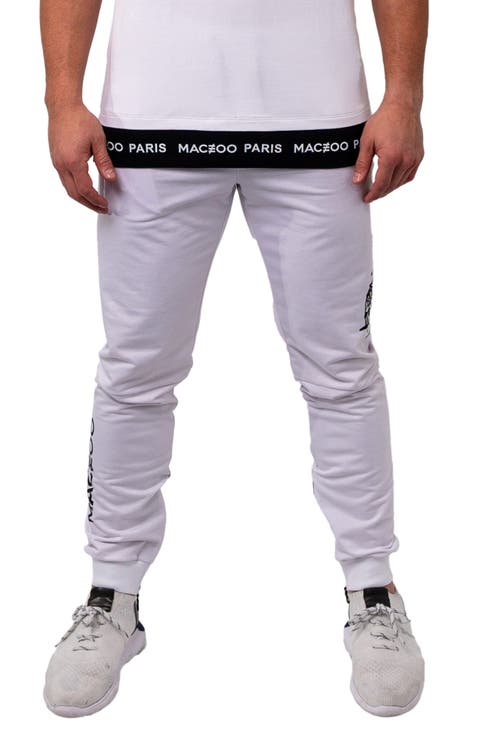 Ice White Stretch Cotton Joggers